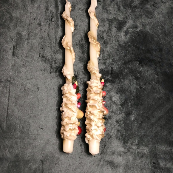 Vintage Pair Of Penn Candle Tall Decorative White Holiday Christmas Candles - Picture 10 of 12